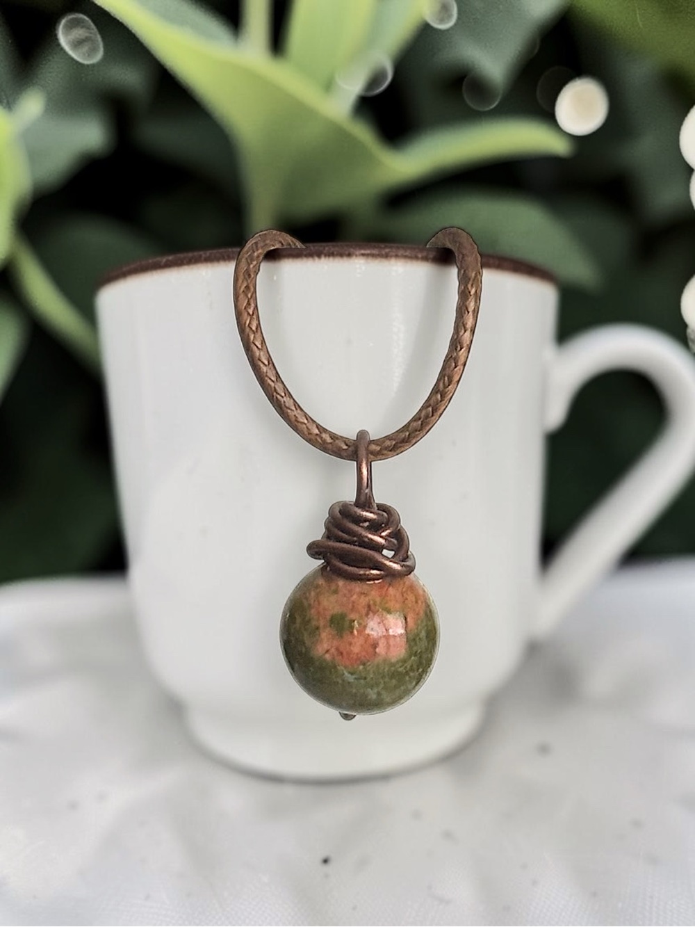 5 For $25💫Wire Wrapped Unakite Stone Pendant Necklace